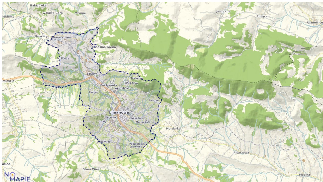 Mapa obszarów ochrony przyrody Limanowej